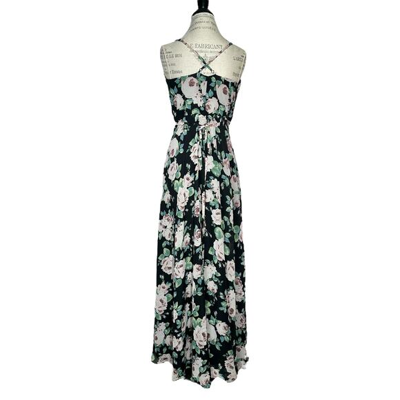 Lulus | Women | Legendary Romantic Dark Floral Chiffon Wrap Maxi Dress | Size XL - Picture 3 of 16